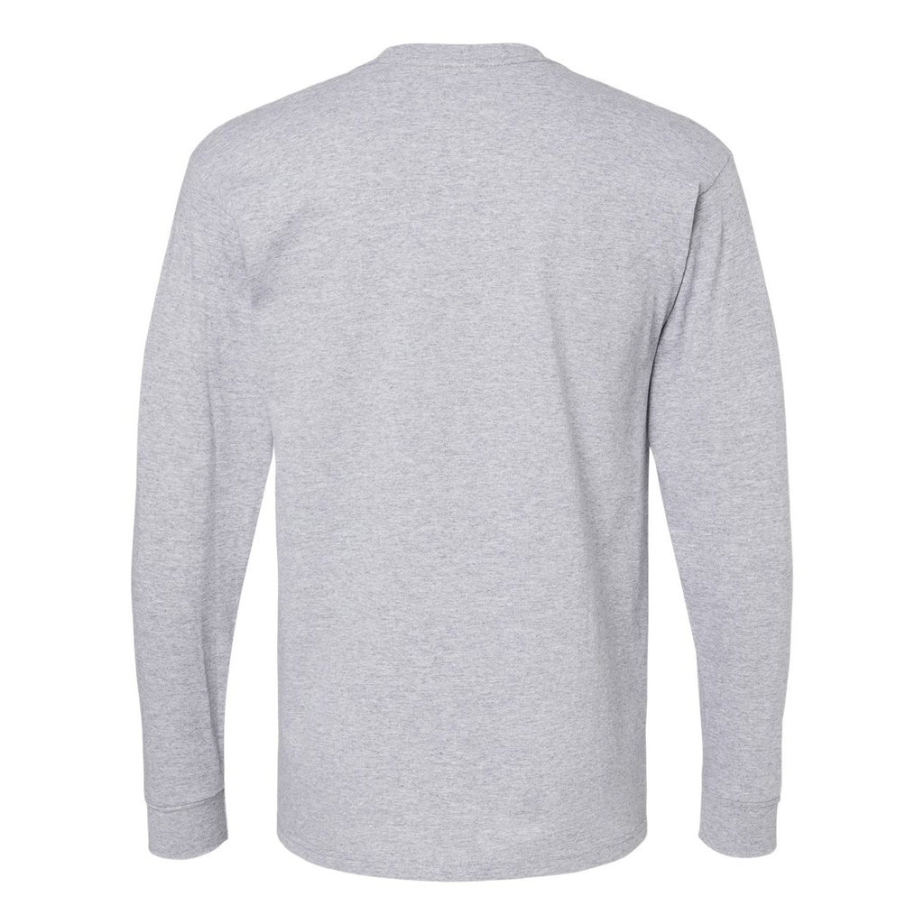 M&O Unisex Gold Soft Touch Long Sleeve T-Shirt - Athletic Grey - Back