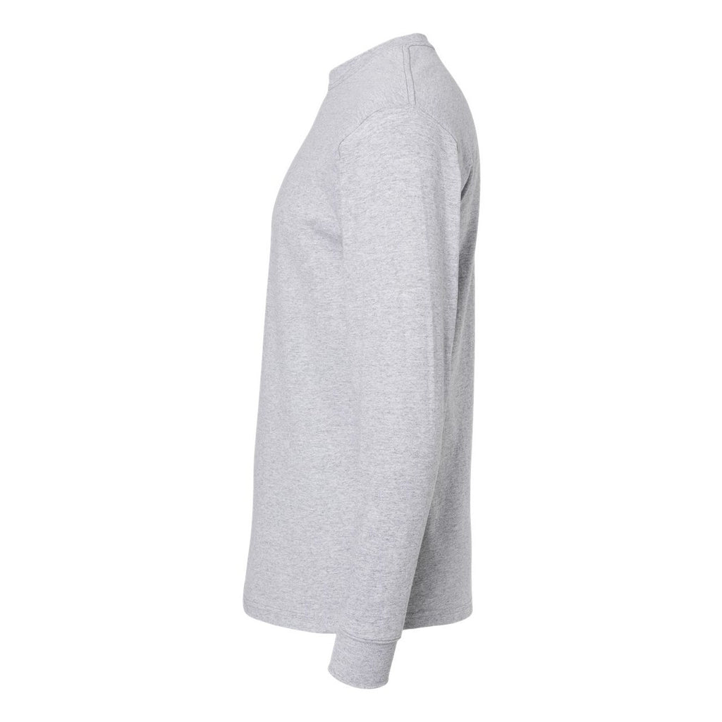 M&O Unisex Gold Soft Touch Long Sleeve T-Shirt - Athletic Grey - Direct Side
