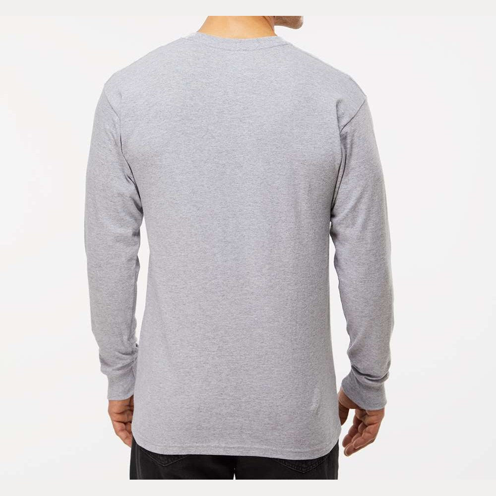 M&O Unisex Gold Soft Touch Long Sleeve T-Shirt - Athletic Grey - On Model Back