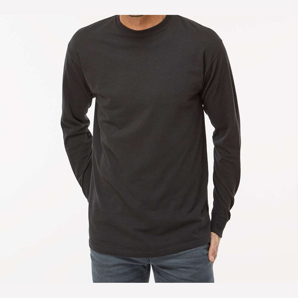 M&O Unisex Gold Soft Touch Long Sleeve T-Shirt - Black - On Model Front