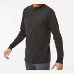 M&O Unisex Gold Soft Touch Long Sleeve T-Shirt - Black - On Model Side