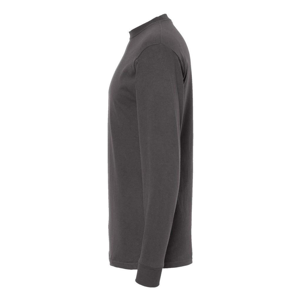 M&O Unisex Gold Soft Touch Long Sleeve T-Shirt - Charcoal - Direct Side