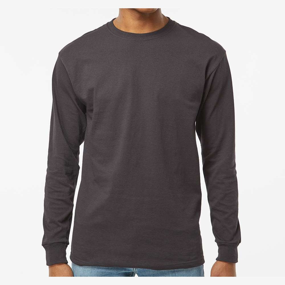 M&O Unisex Gold Soft Touch Long Sleeve T-Shirt - Charcoal - On Model Front