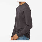 M&O Unisex Gold Soft Touch Long Sleeve T-Shirt - Charcoal - On Model Side