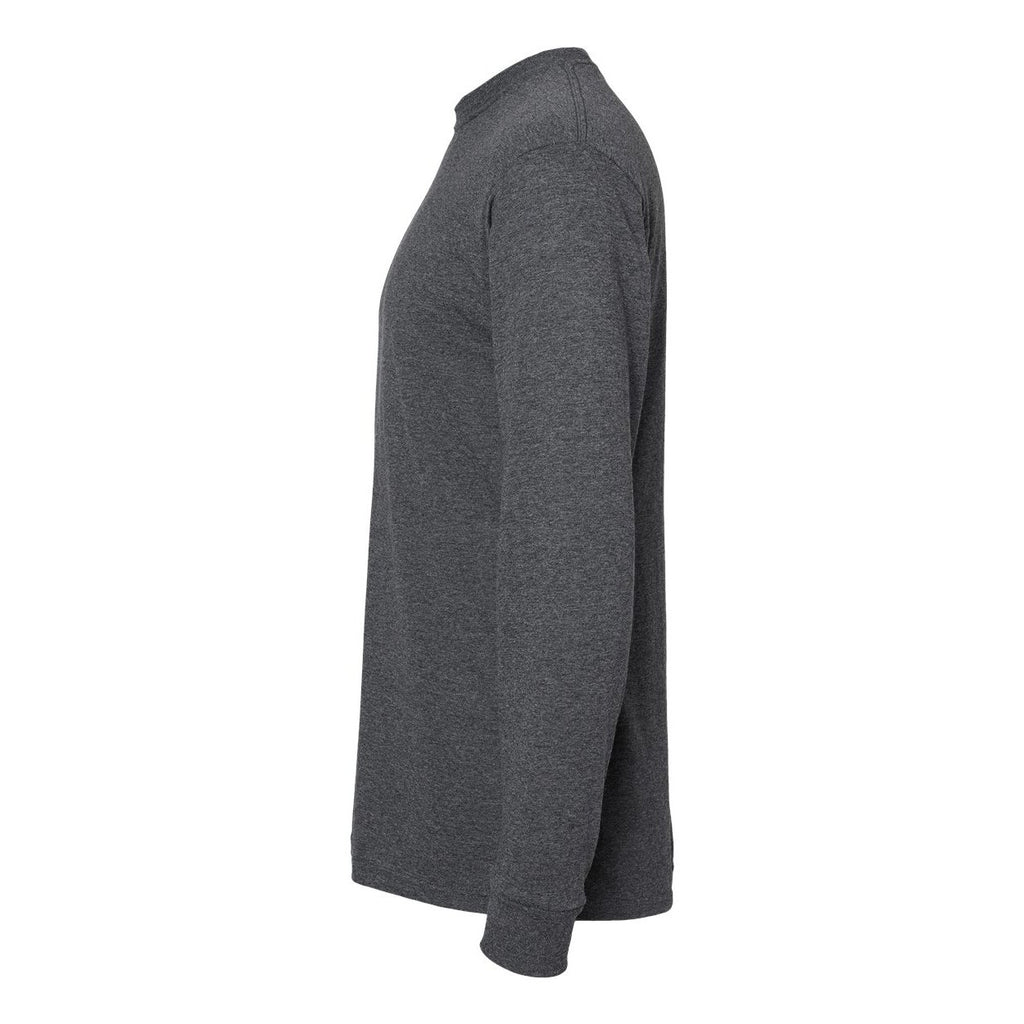 M&O Unisex Gold Soft Touch Long Sleeve T-Shirt - Dark Heather - Direct Side