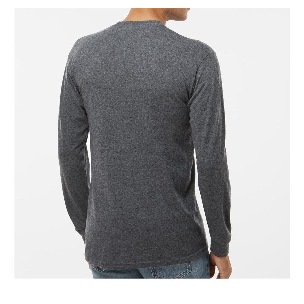 M&O Unisex Gold Soft Touch Long Sleeve T-Shirt - Dark Heather - On Model Back