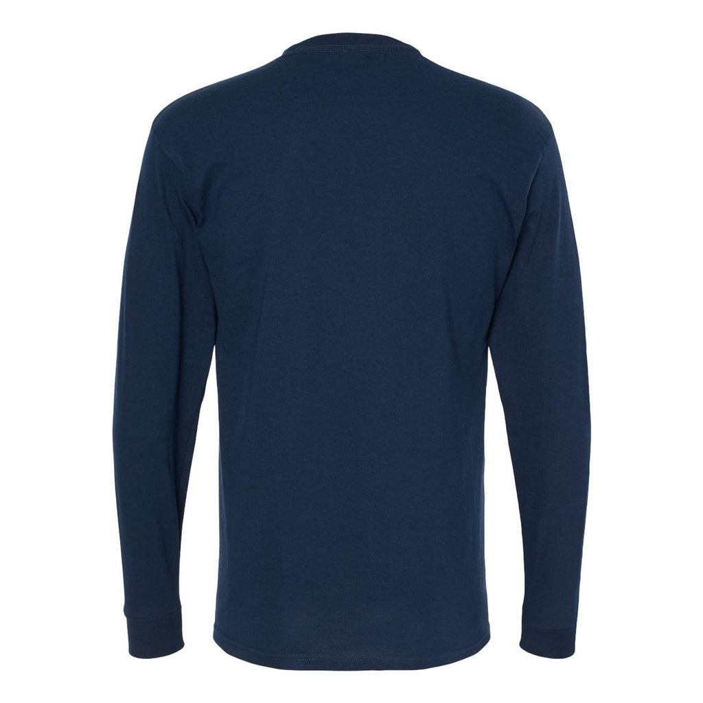 M&O Unisex Gold Soft Touch Long Sleeve T-Shirt - Deep Navy - Back