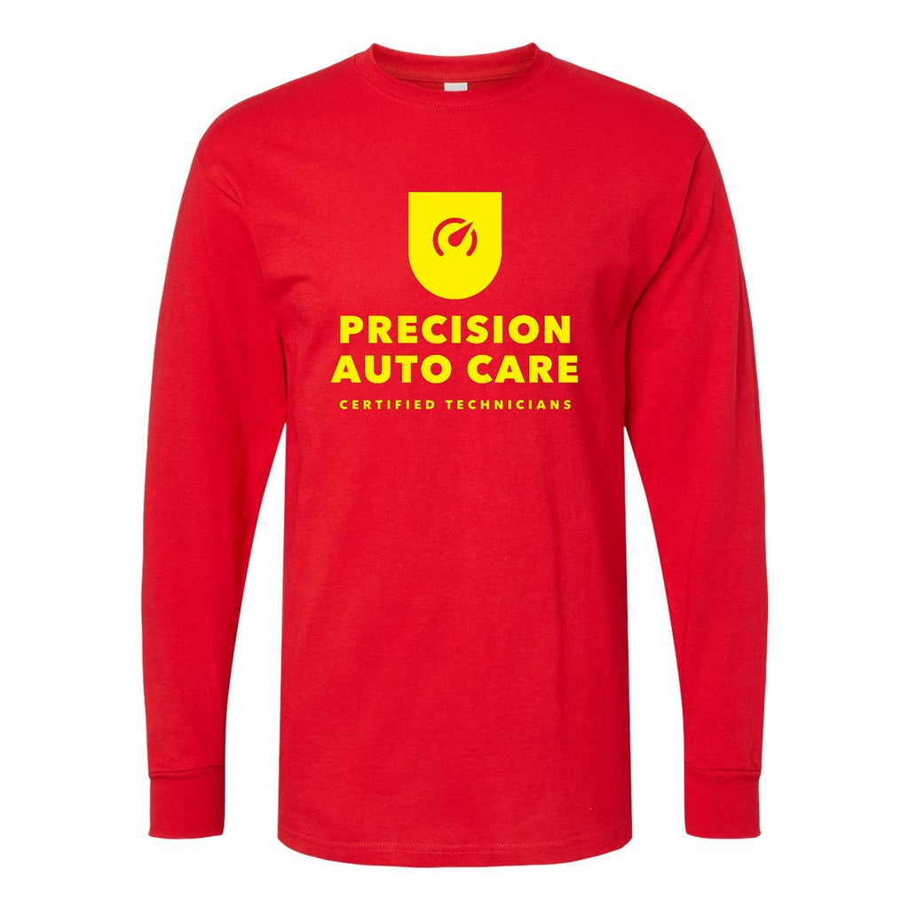 M&O Unisex Gold Soft Touch Long Sleeve T-Shirt - Deep Red - Front
