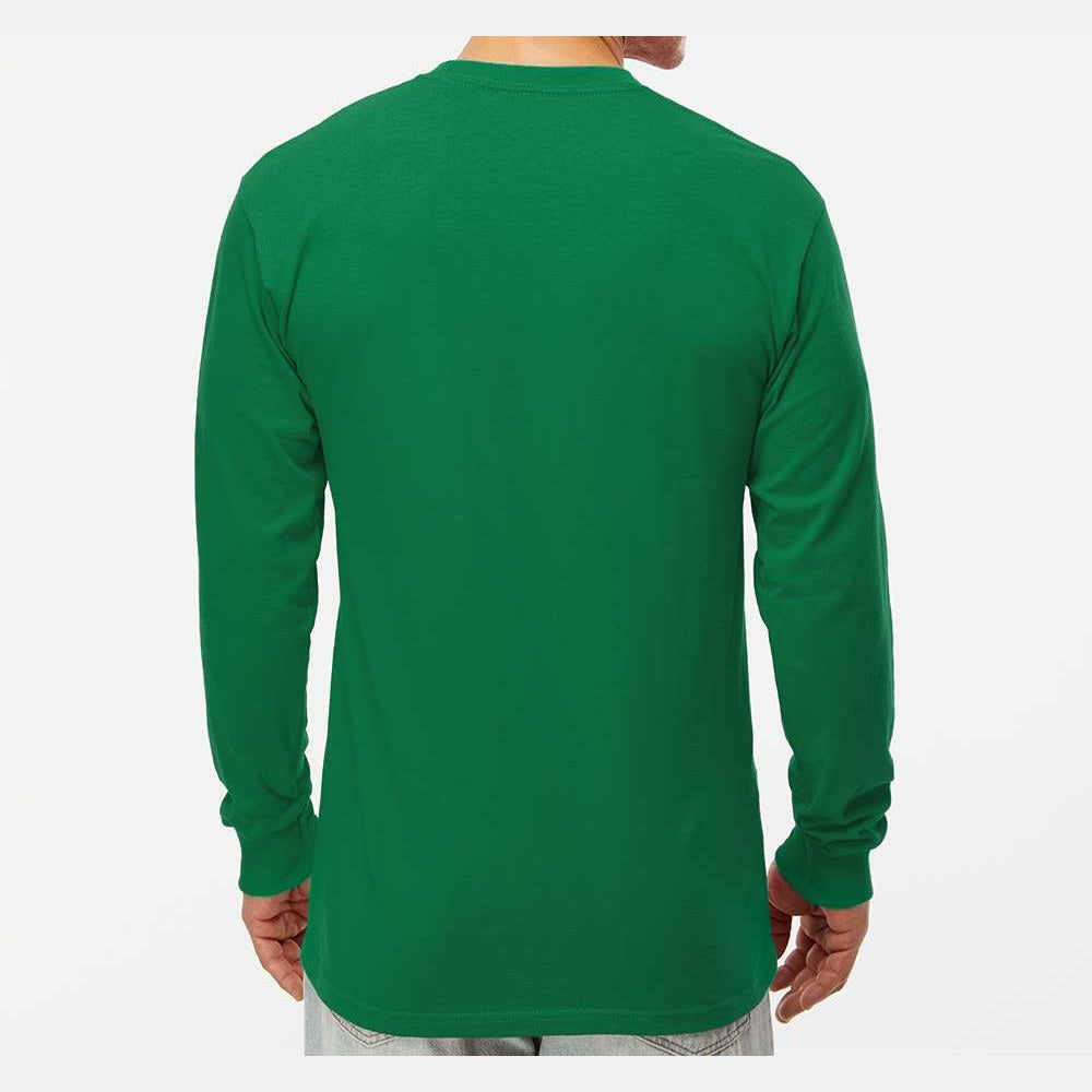 M&O Unisex Gold Soft Touch Long Sleeve T-Shirt - Fine Kelly Green - On Model Back
