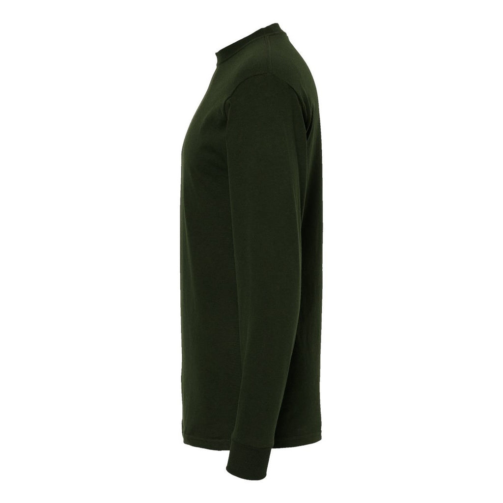 M&O Unisex Gold Soft Touch Long Sleeve T-Shirt - Forest Green - Direct Side