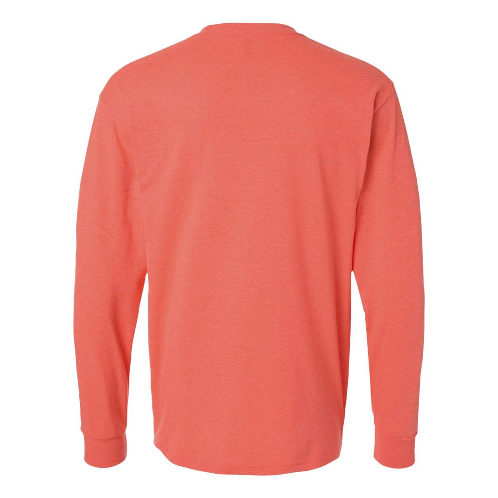 M&O Unisex Gold Soft Touch Long Sleeve T-Shirt - Heather Coral - Back