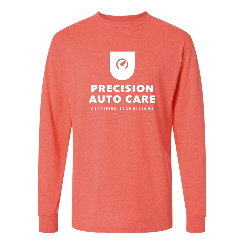 M&O Unisex Gold Soft Touch Long Sleeve T-Shirt - Heather Coral - Front