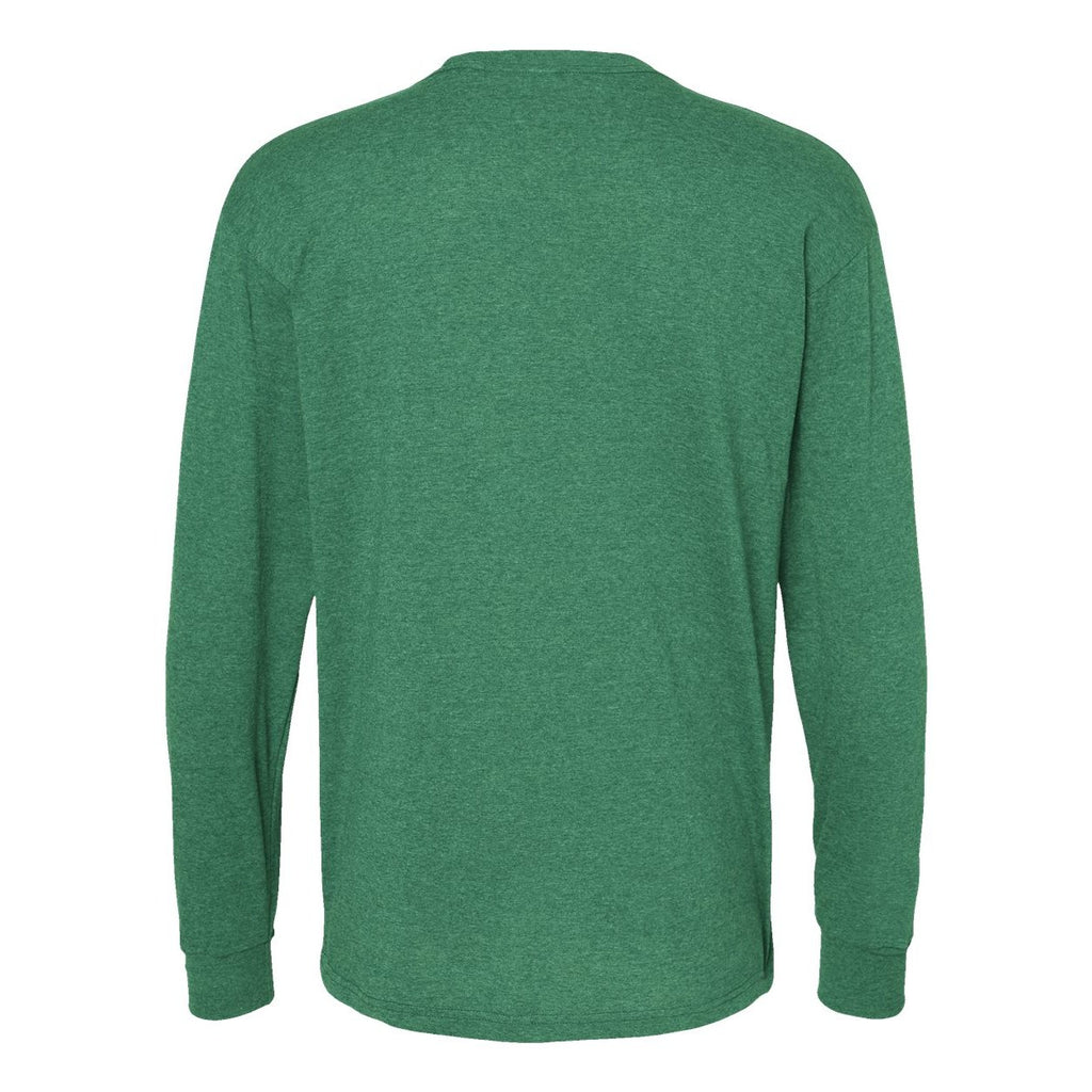 M&O Unisex Gold Soft Touch Long Sleeve T-Shirt - Heather Kelly Green - Back