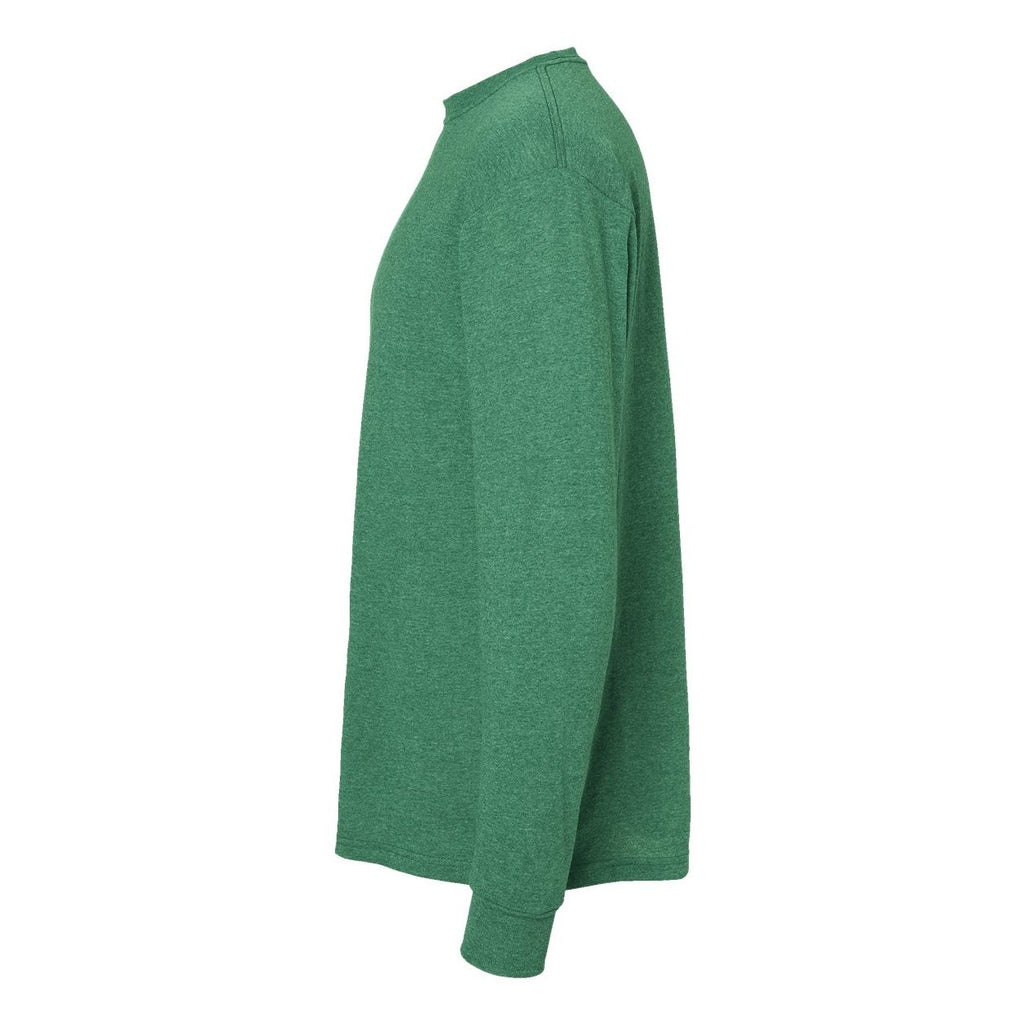 M&O Unisex Gold Soft Touch Long Sleeve T-Shirt - Heather Kelly Green - Direct Side
