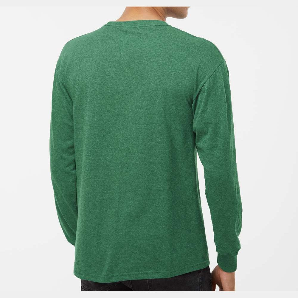 M&O Unisex Gold Soft Touch Long Sleeve T-Shirt - Heather Kelly Green - On Model Back