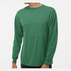 M&O Unisex Gold Soft Touch Long Sleeve T-Shirt - Heather Kelly Green - On Model Front
