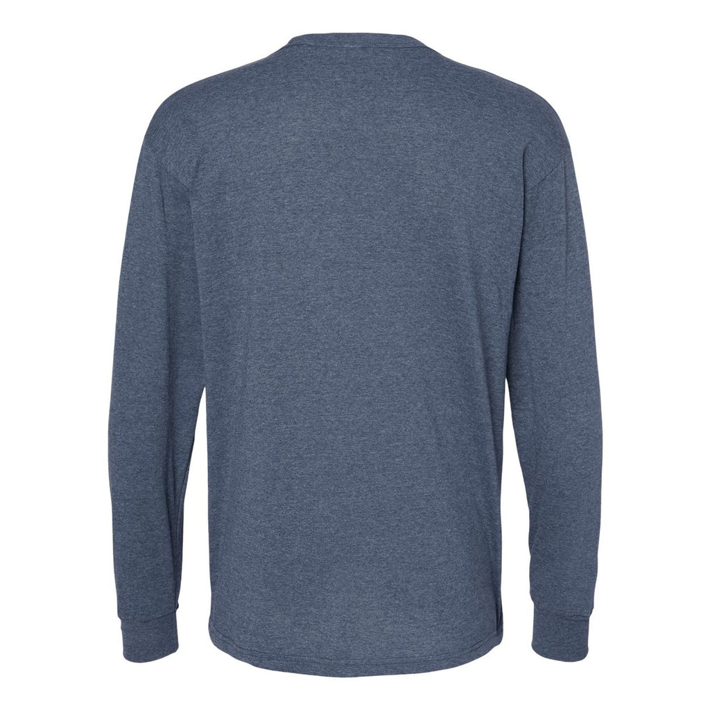 M&O Unisex Gold Soft Touch Long Sleeve T-Shirt - Heather Navy - Back
