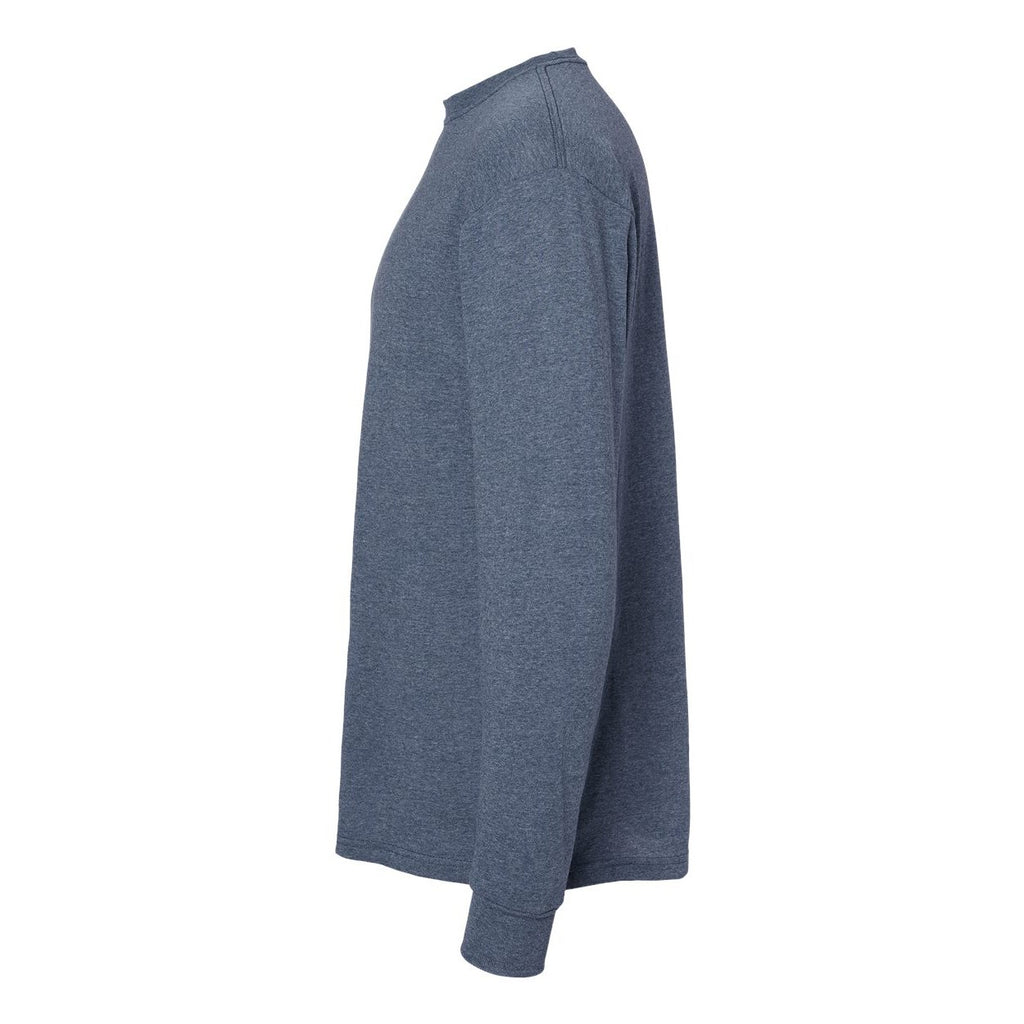 M&O Unisex Gold Soft Touch Long Sleeve T-Shirt - Heather Navy - Direct Side