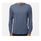 M&O Unisex Gold Soft Touch Long Sleeve T-Shirt - Heather Navy - On Model Front