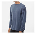 M&O Unisex Gold Soft Touch Long Sleeve T-Shirt - Heather Navy - On Model Side
