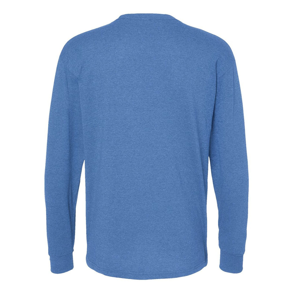 M&O Unisex Gold Soft Touch Long Sleeve T-Shirt - Heather Royal - Back