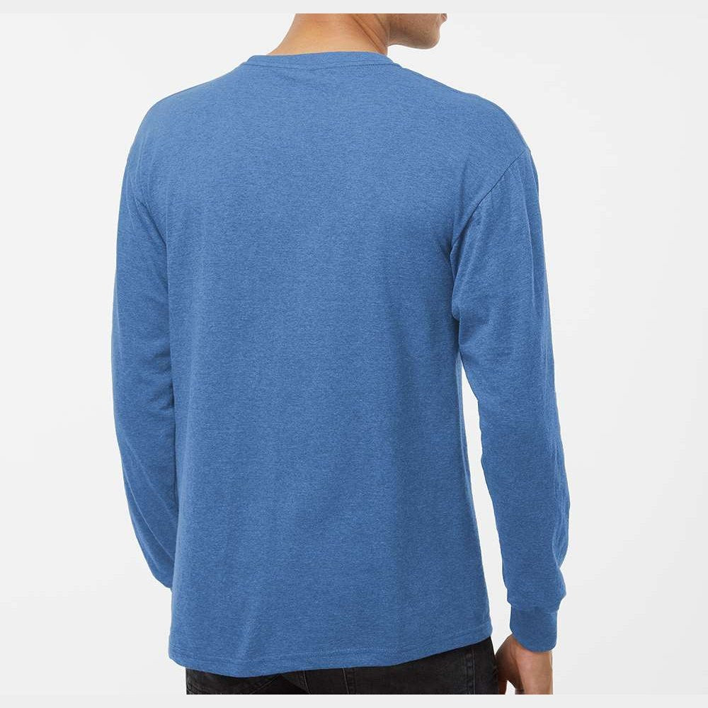 M&O Unisex Gold Soft Touch Long Sleeve T-Shirt - Heather Royal - On Model Back