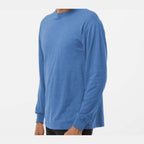 M&O Unisex Gold Soft Touch Long Sleeve T-Shirt - Heather Royal - On Model Side