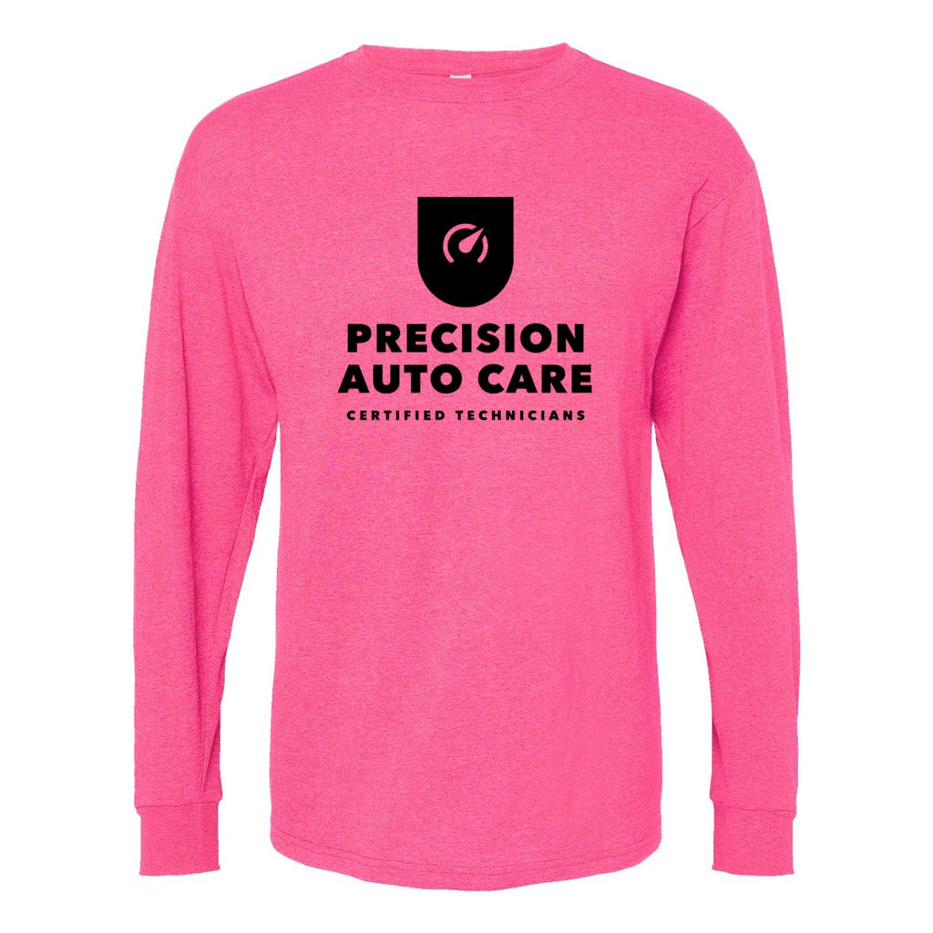 M&O Unisex Gold Soft Touch Long Sleeve T-Shirt - Neon Pink - Front