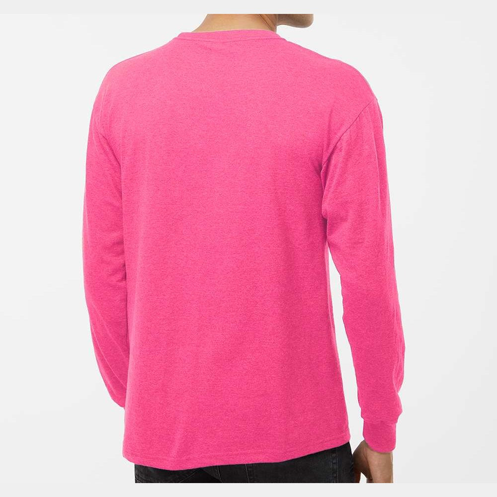M&O Unisex Gold Soft Touch Long Sleeve T-Shirt - Neon Pink - On Model Back