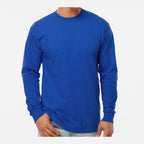 M&O Unisex Gold Soft Touch Long Sleeve T-Shirt - Royal - On Model Front