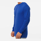 M&O Unisex Gold Soft Touch Long Sleeve T-Shirt - Royal - On Model Side