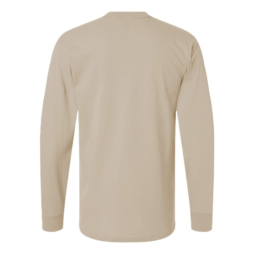 M&O Unisex Gold Soft Touch Long Sleeve T-Shirt - Sand - Back