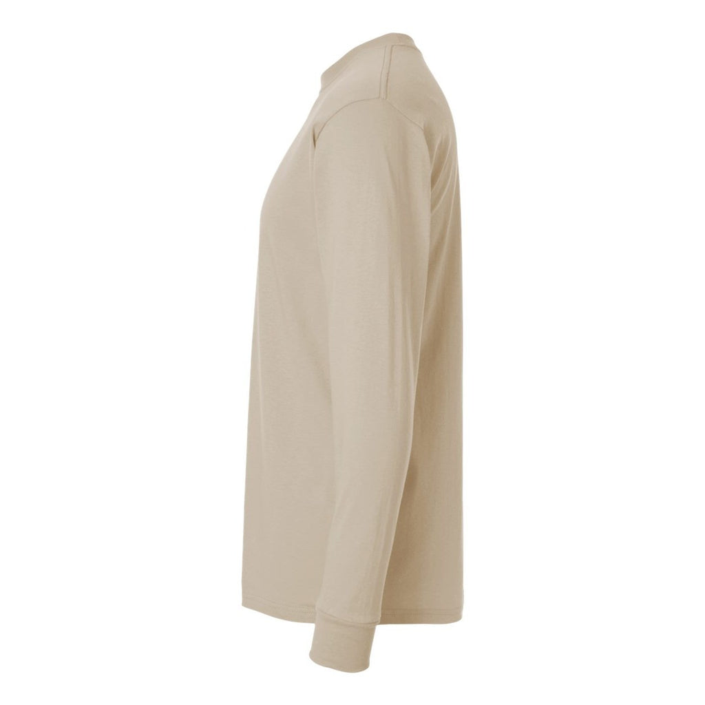 M&O Unisex Gold Soft Touch Long Sleeve T-Shirt - Sand - Direct Side