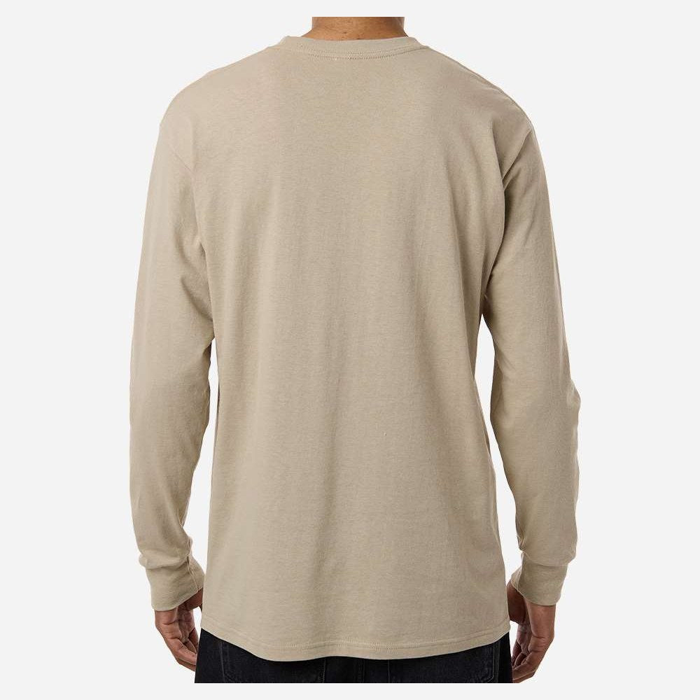 M&O Unisex Gold Soft Touch Long Sleeve T-Shirt - Sand - On Model Back