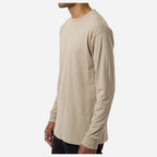 M&O Unisex Gold Soft Touch Long Sleeve T-Shirt - Sand - On Model Side