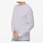 M&O Unisex Gold Soft Touch Long Sleeve T-Shirt - Silver - On Model Side