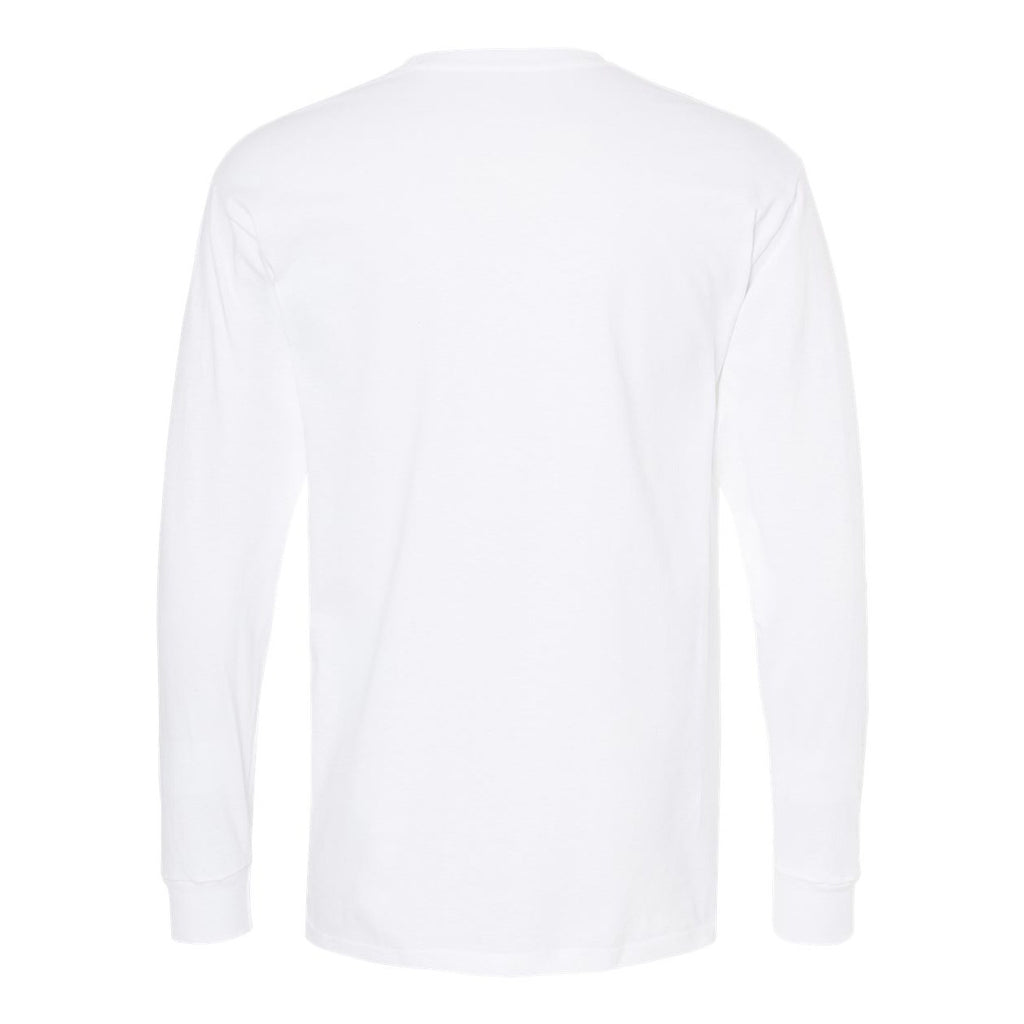 M&O Unisex Gold Soft Touch Long Sleeve T-Shirt - White - Back