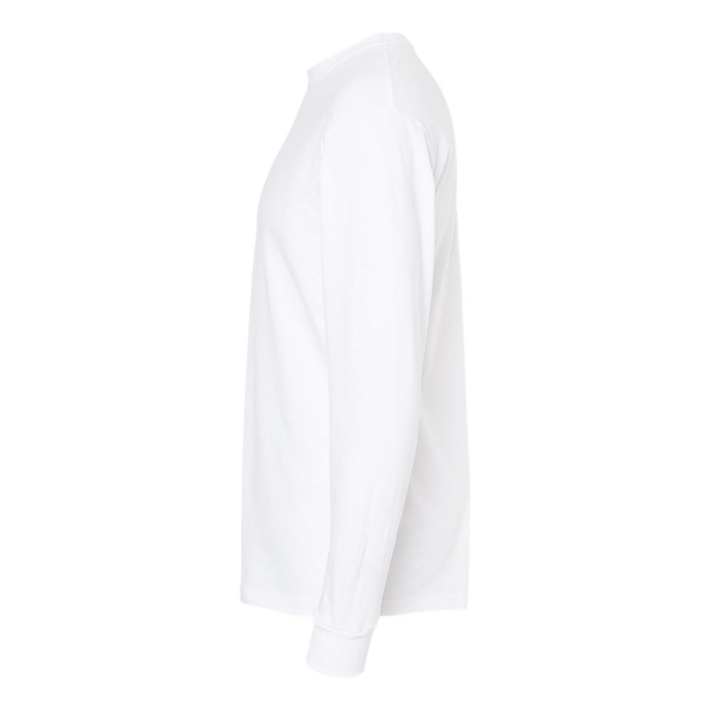 M&O Unisex Gold Soft Touch Long Sleeve T-Shirt - White - Direct Side