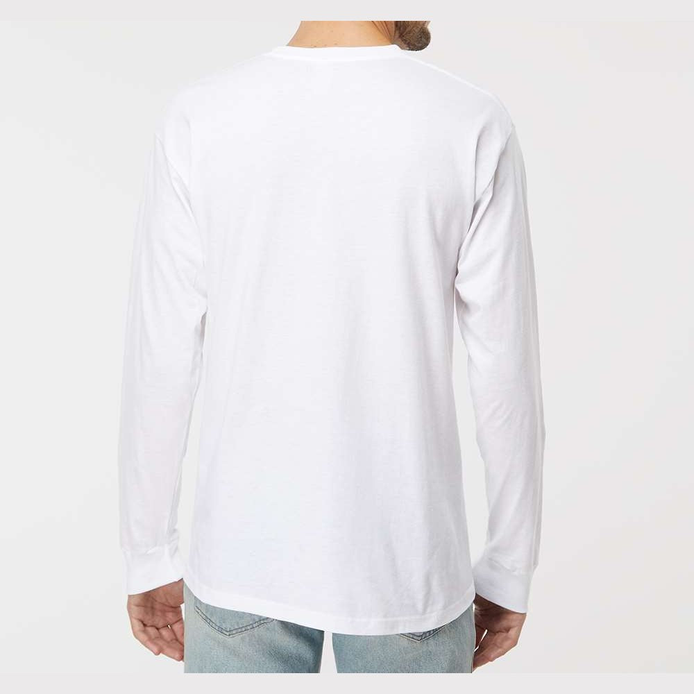 M&O Unisex Gold Soft Touch Long Sleeve T-Shirt - White - On Model Back