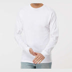 M&O Unisex Gold Soft Touch Long Sleeve T-Shirt - White - On Model Front