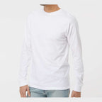 M&O Unisex Gold Soft Touch Long Sleeve T-Shirt - White - On Model Side