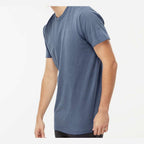 M&O Unisex Vintage Garment-Dyed T-Shirt - Blue Jean - On Model Side
