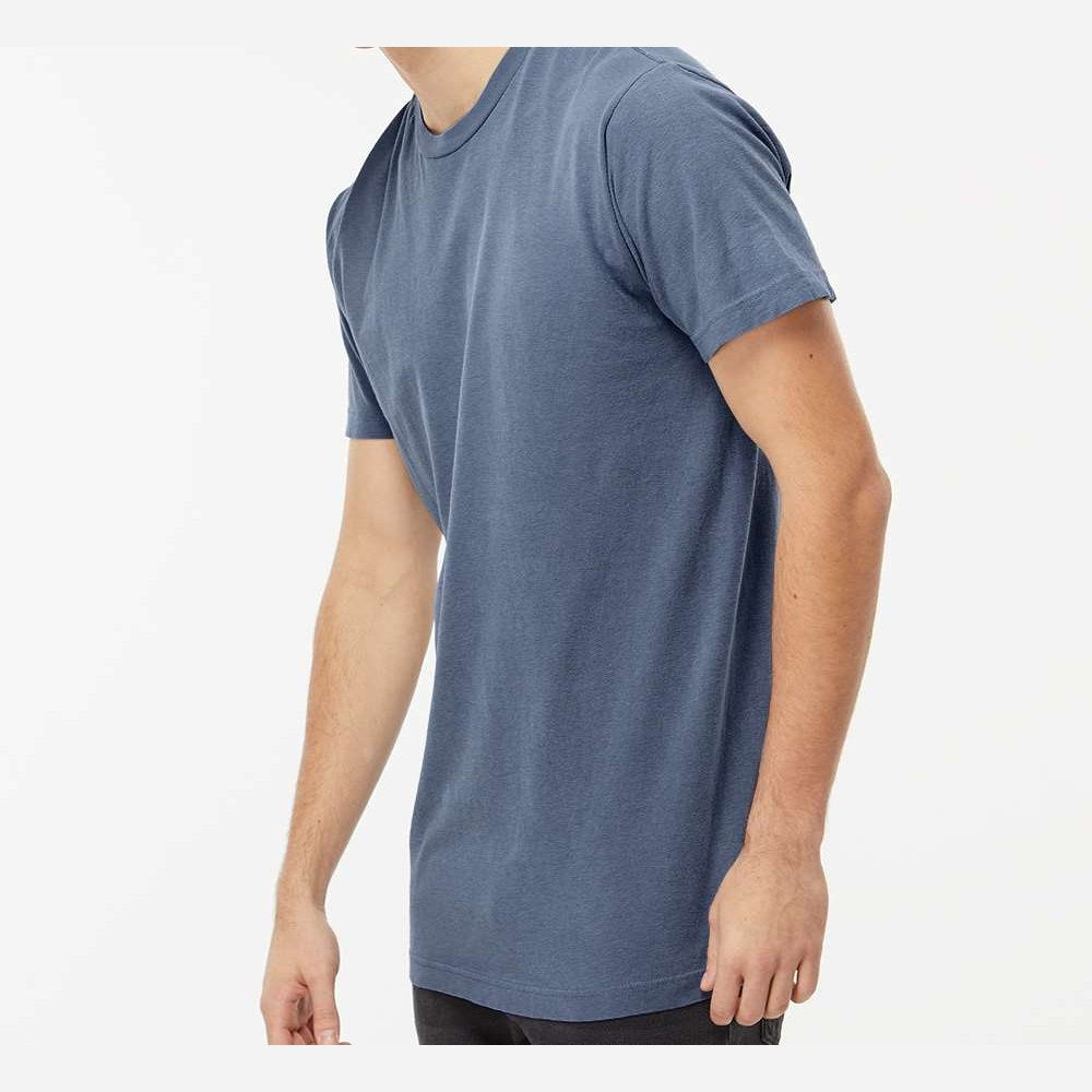 M&O Unisex Vintage Garment-Dyed T-Shirt - Blue Jean - On Model Side