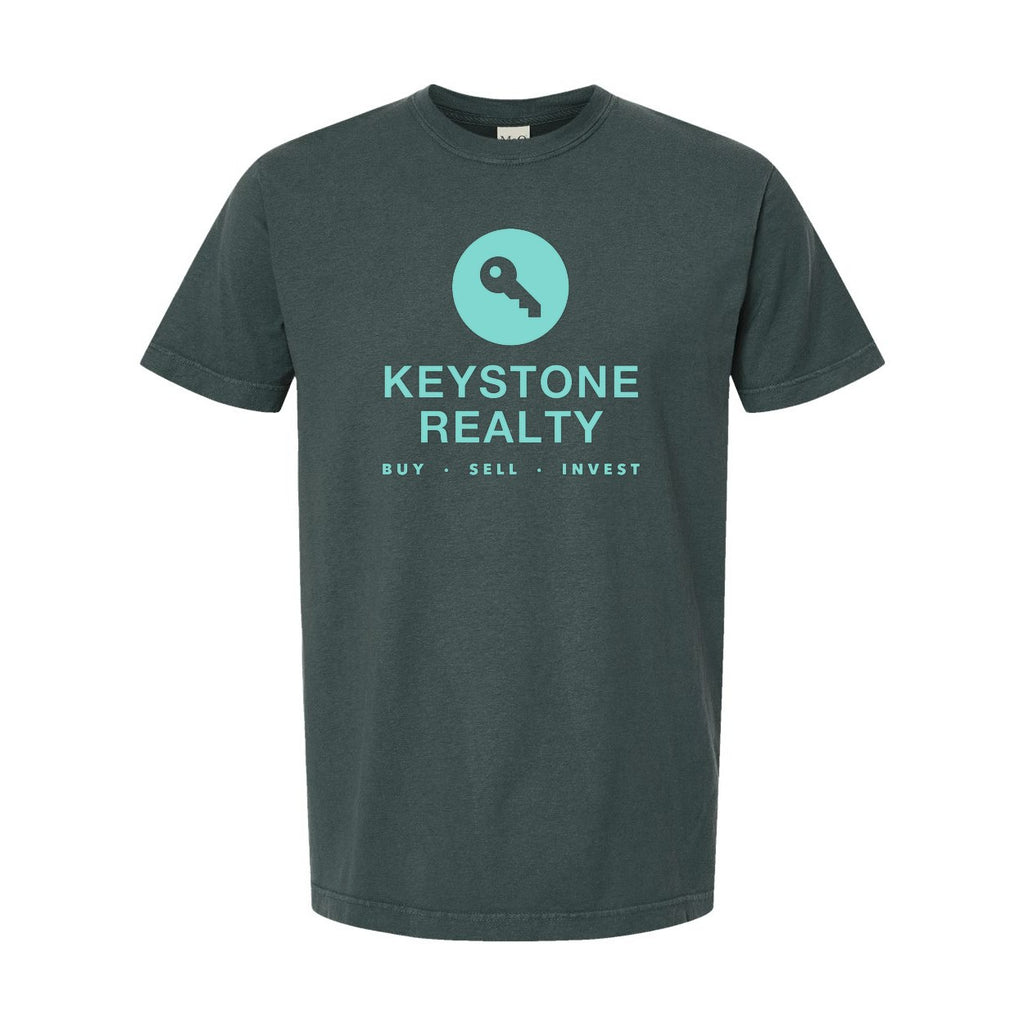 M&O Unisex Vintage Garment-Dyed T-Shirt - Blue Spruce - Front
