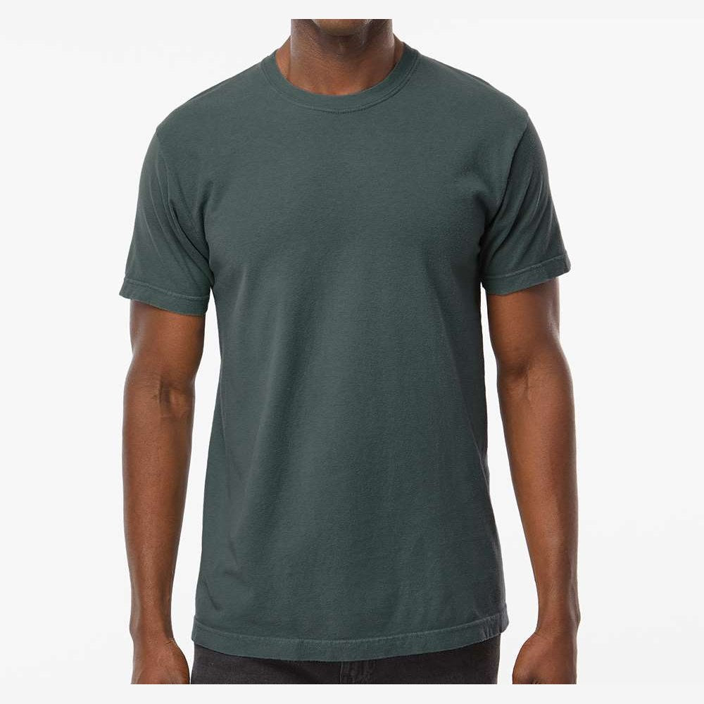 M&O Unisex Vintage Garment-Dyed T-Shirt - Blue Spruce - On Model Front