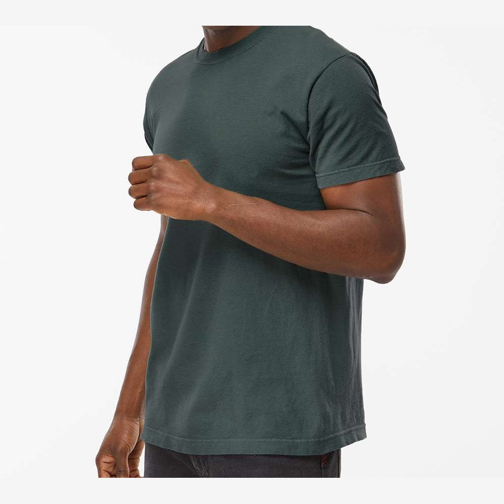 M&O Unisex Vintage Garment-Dyed T-Shirt - Blue Spruce - On Model Side