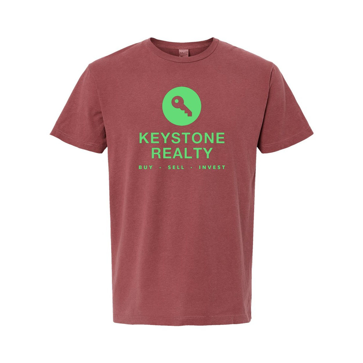 M&O Unisex Vintage Garment-Dyed T-Shirt - Brick - Front