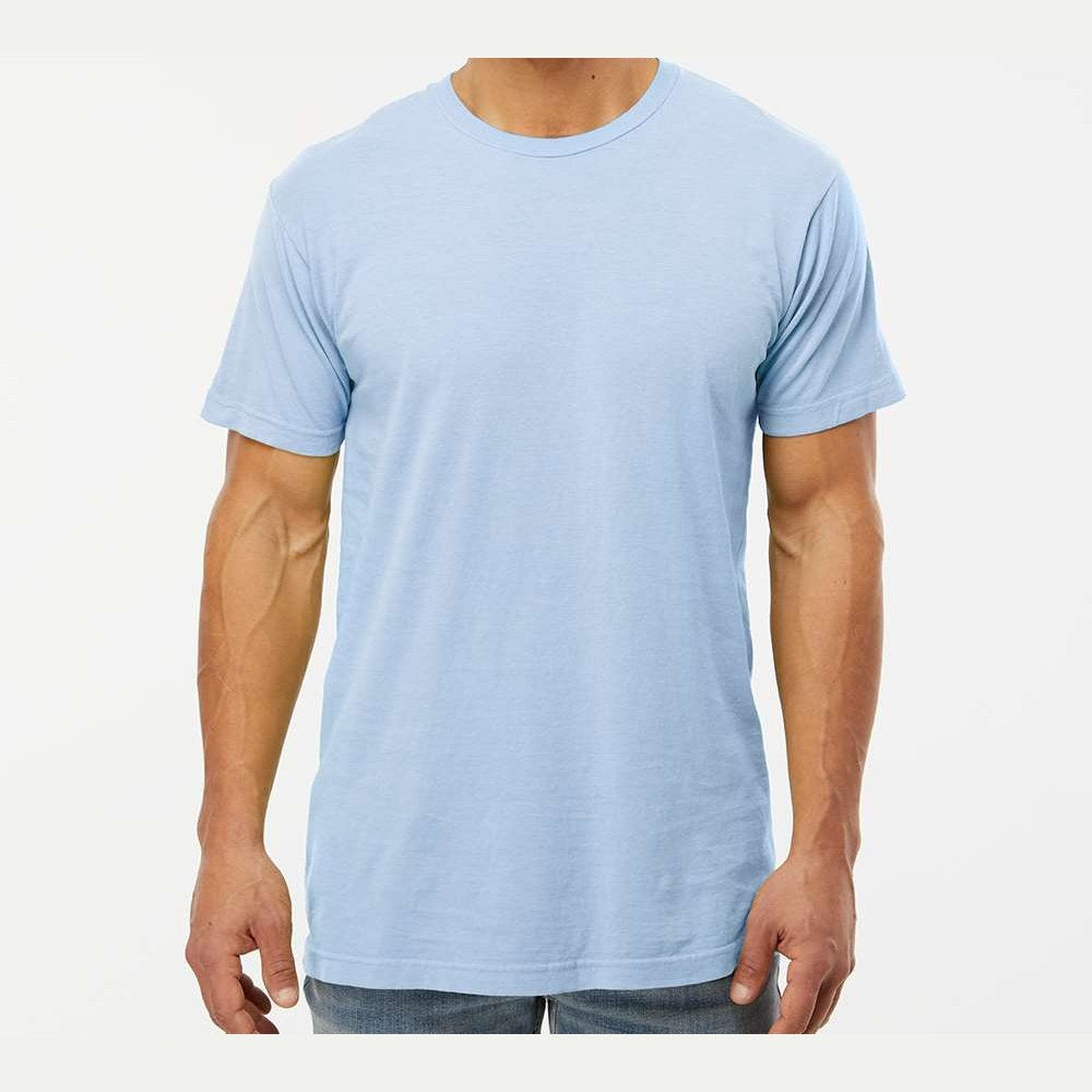 M&O Unisex Vintage Garment-Dyed T-Shirt - Chambray - On Model Front