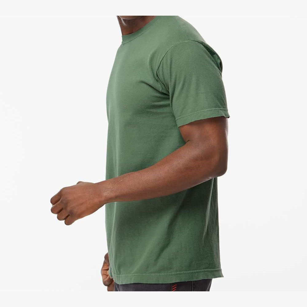 M&O Unisex Vintage Garment-Dyed T-Shirt - Light Green - On Model Side