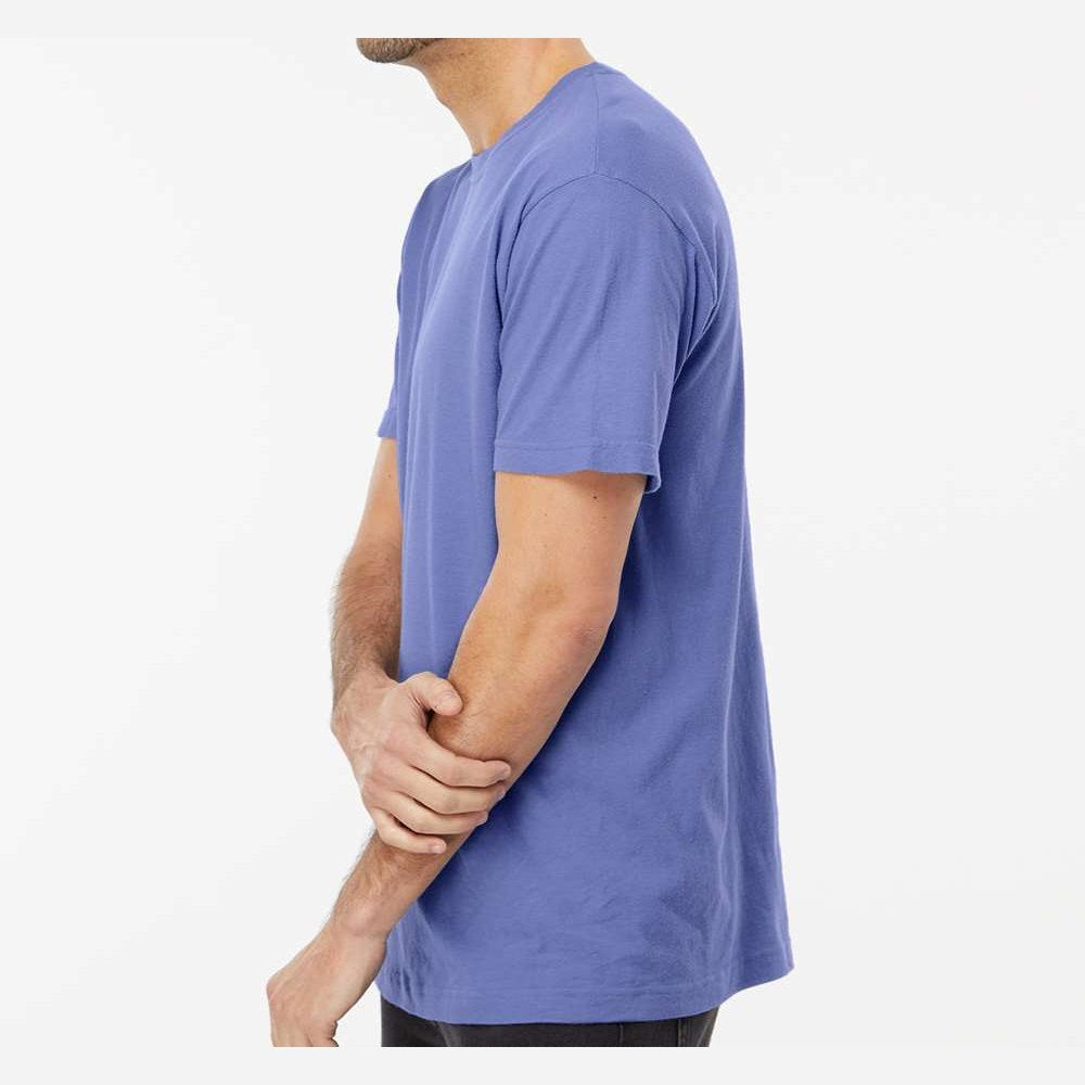 M&O Unisex Vintage Garment-Dyed T-Shirt - Periwinkle - On Model Side